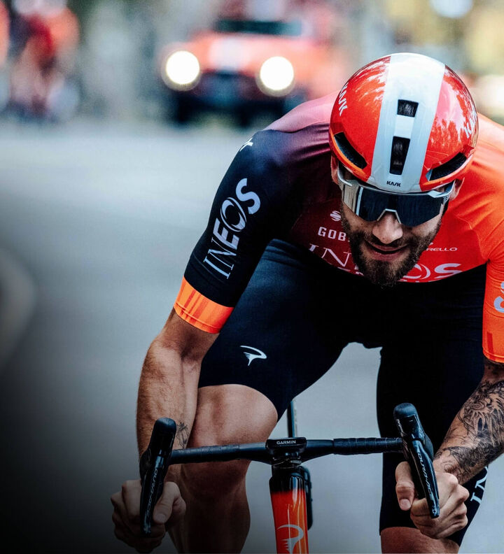 INEOS Grenadiers Cycling Team's Filippo Ganna wears Nirvana INEOS Grenadiers Cycling Team's Filippo Ganna wears Nirvana